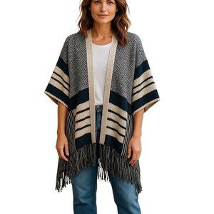 Libero Milano Italian Made Cardigan Blue One Size Stealth Wealth Bohemian Cozy